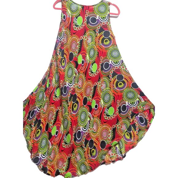 Summer Beach Dress Umbrella One Size Boho Hippie Multicolor Mandala circles EUC - Picture 2 of 9